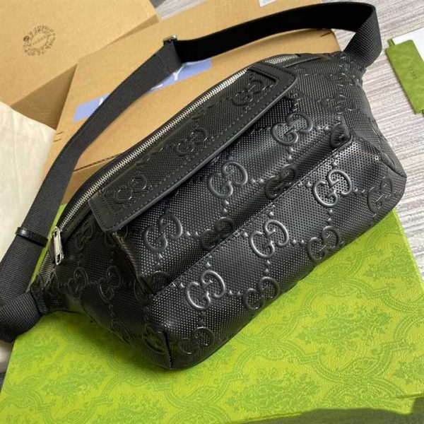 Gucci Black GG Embossed Belt Bag - GBB004