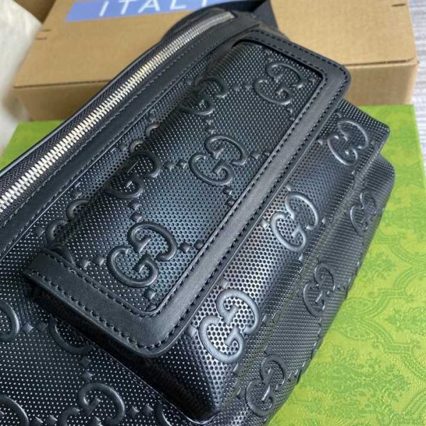 Gucci Black GG Embossed Belt Bag - GBB004