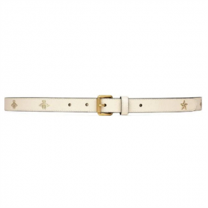 Gucci Belt With Bees And Stars Print In Leather - BPR004