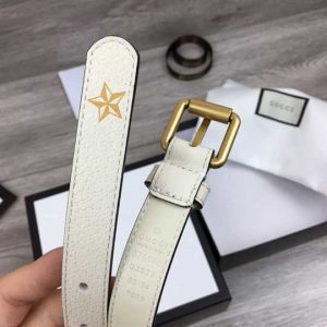 Gucci Belt With Bees And Stars Print In Leather - BPR004