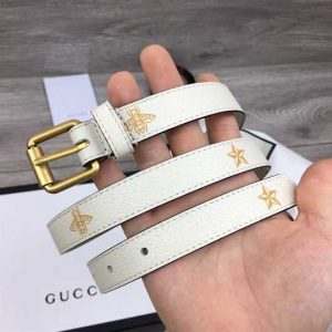 Gucci Belt With Bees And Stars Print In Leather - BPR004