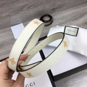 Gucci Belt With Bees And Stars Print In Leather - BPR004