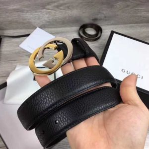 Gucci Leather Belt With Interlocking G Buckle - BPR006