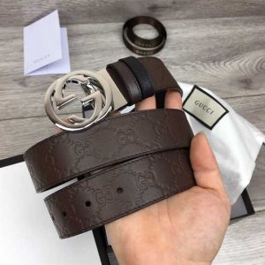 Gucci Guccissima Leather Interlocking GG Buckle Belt - BPR008
