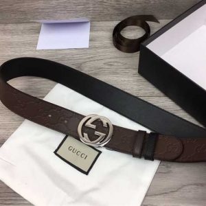 Gucci Guccissima Leather Interlocking GG Buckle Belt - BPR008