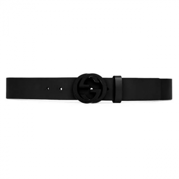 " Gucci Matte Black Interlocking G Belt Leather - BPR001"