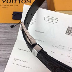 Louis Vuitton Pont Neuf Belt Damier Graphite 35MM Black Grey- LBP004