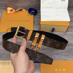 Louis Vuitton Signature Belt Monogram 35MM Brown In Canvas - LBP007