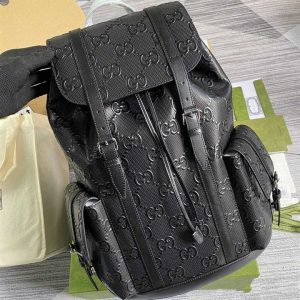 Gg Embossed Backpack In Black Leather GBB014