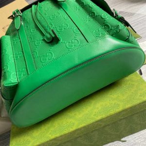 Gg Embossed Backpack In Green Leather GBB015