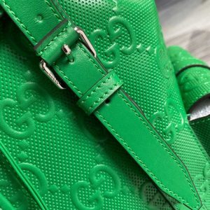 Gg Embossed Backpack In Green Leather GBB015