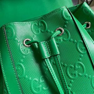 Gg Embossed Backpack In Green Leather GBB015