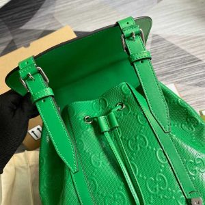 Gg Embossed Backpack In Green Leather GBB015