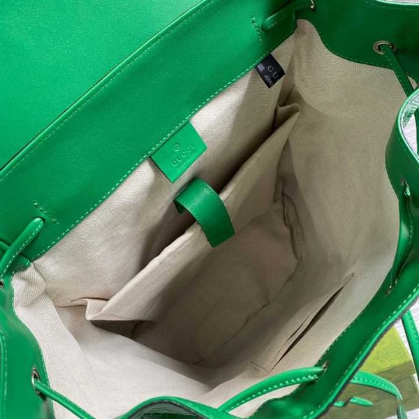 Gg Embossed Backpack In Green Leather GBB015