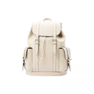 Gg Embossed Backpack In White Leather GMB013