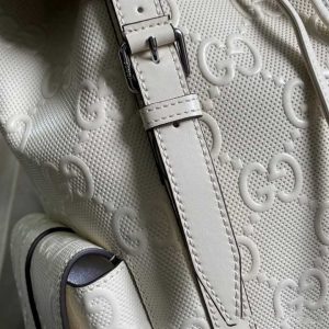 Gg Embossed Backpack In White Leather GMB013