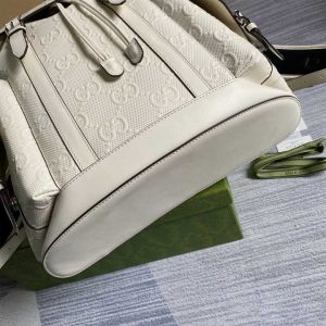 Gg Embossed Backpack In White Leather GMB013