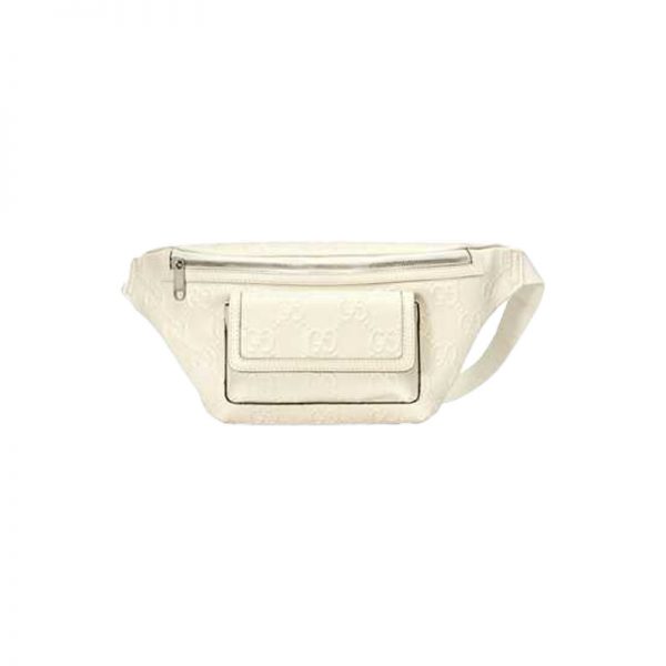 Gg Embossed Belt Bag In White Gg Embossed Leather GBB018