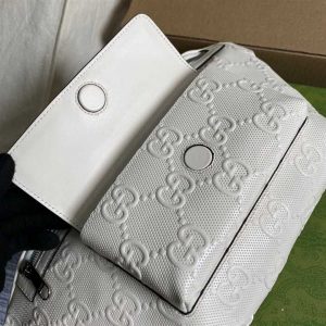 Gg Embossed Belt Bag In White Gg Embossed Leather GBB018