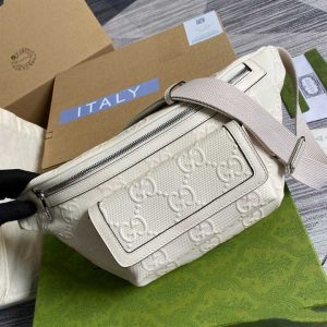 Gg Embossed Belt Bag In White Gg Embossed Leather GBB018