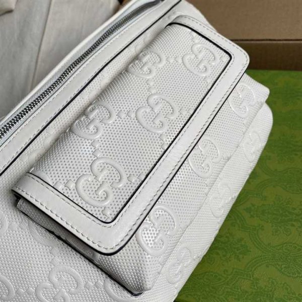 Gg Embossed Belt Bag In White Gg Embossed Leather GBB018