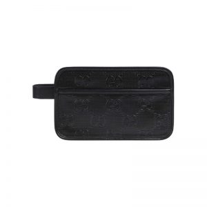 Gg Embossed Cosmetic Case Black Gg Embossed Leather Cotton Linen Lining GMB020