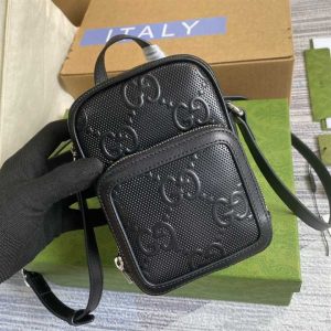 Gg Embossed Mini Bag In Black Leather GMB017