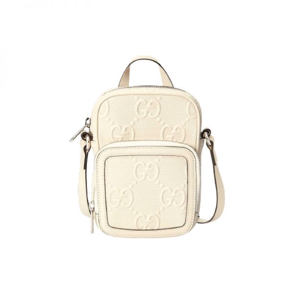 Gg Embossed Mini Bag In White Leather GMB016