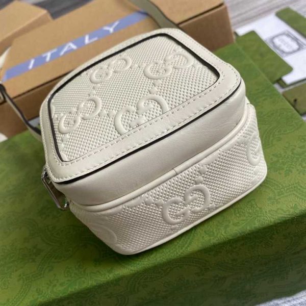 Gg Embossed Mini Bag In White Leather GMB016