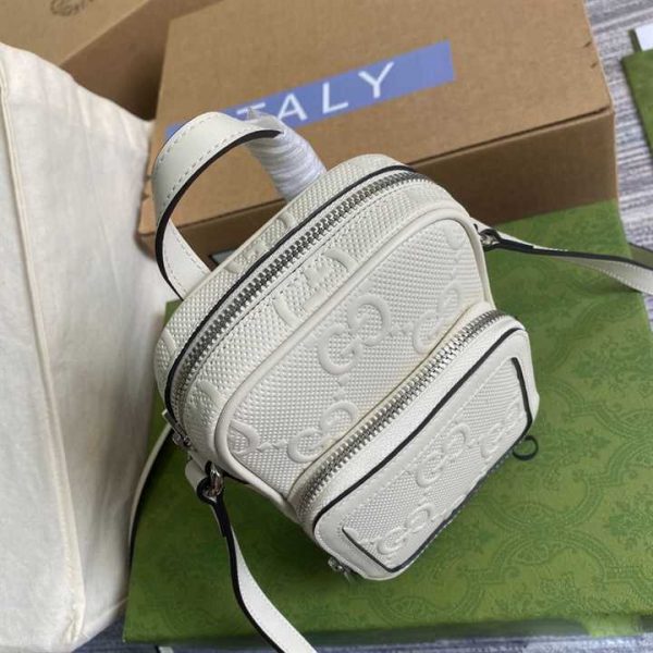 Gg Embossed Mini Bag In White Leather GMB016