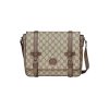 Gucci Messenger Bag Beige/Ebony Gg Supreme Canvas Brown Leather Trim GMB008