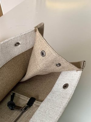 Rive Gauche Tote Bag In Linen And Leather - YPS16