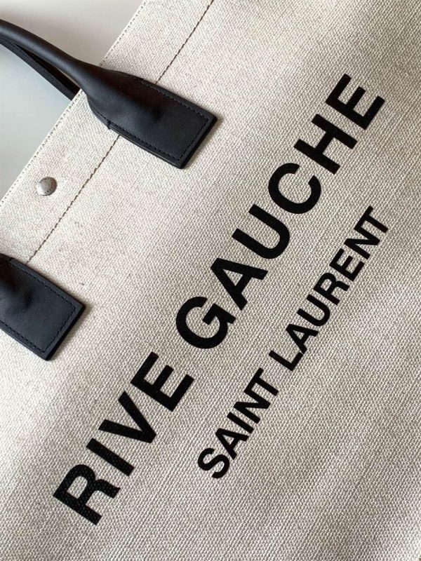 Rive Gauche Tote Bag In Linen And Leather - YPS16