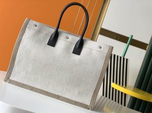 Rive Gauche Tote Bag In Linen And Leather - YPS16