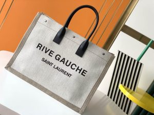 Rive Gauche Tote Bag In Linen And Leather - YPS16