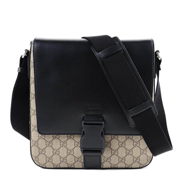 Gucci Buckle Flap Messenger Bag Canvas