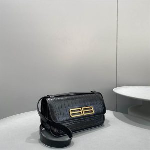 Women'S Gossip Small Bag In Extra Supple Crocodile Embossed Calfskin In Black - BHB04