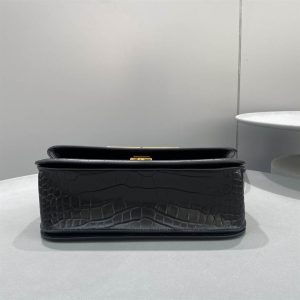 Women'S Gossip Small Bag In Extra Supple Crocodile Embossed Calfskin In Black - BHB04