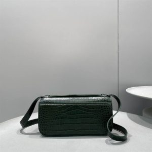 Women'S Gossip Small Bag In Extra Supple Crocodile Embossed Calfskin In Forest Green - BHB03
