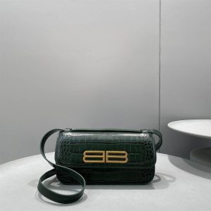 Women'S Gossip Small Bag In Extra Supple Crocodile Embossed Calfskin In Forest Green - BHB03