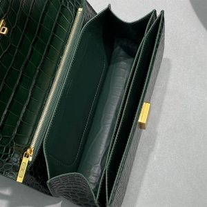 Women'S Gossip Small Bag In Extra Supple Crocodile Embossed Calfskin In Forest Green - BHB03