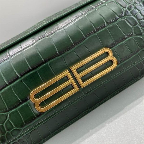 Women'S Gossip Small Bag In Extra Supple Crocodile Embossed Calfskin In Forest Green - BHB03