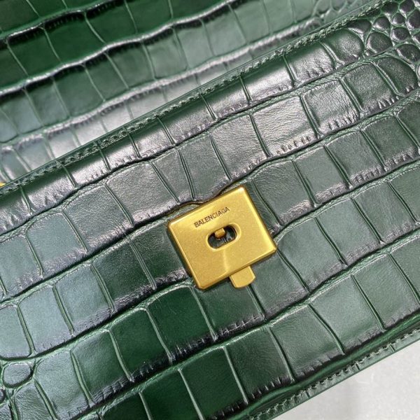 Women'S Gossip Small Bag In Extra Supple Crocodile Embossed Calfskin In Forest Green - BHB03