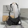 Women'S Le Cagole Xs Shoulder Bag In Extra Supple Crocodile Embossed Calfskin In Black - BHB05