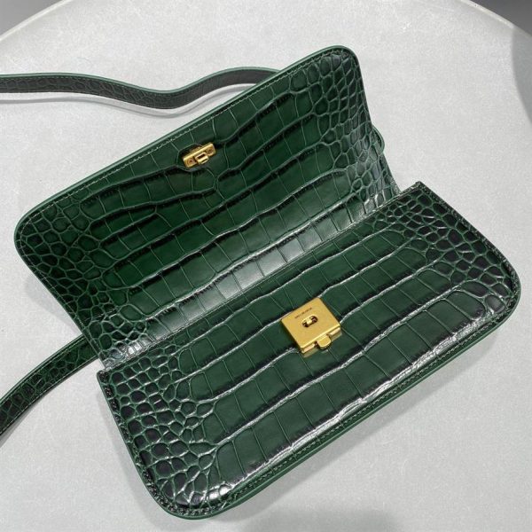 Women'S Gossip Small Bag In Extra Supple Crocodile Embossed Calfskin In Forest Green - BHB03