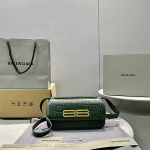 Women'S Gossip Small Bag In Extra Supple Crocodile Embossed Calfskin In Forest Green - BHB03