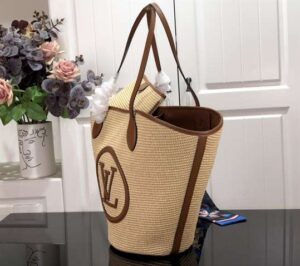 Louis Vuitton Caramel Brown Synthetic Knitted Raffia Shoulder Bag - LTB550