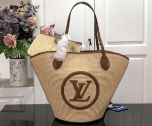 Louis Vuitton Caramel Brown Synthetic Knitted Raffia Shoulder Bag - LTB550