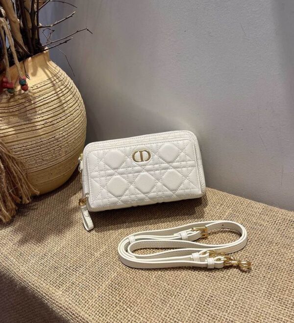 Dior Caro Double Pouch White Supple Cannage Calfskin - DHB10