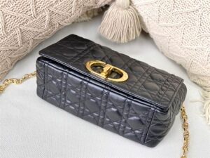 Medium Dior Caro Bag Black Supple Cannage Calfskin - DHB28